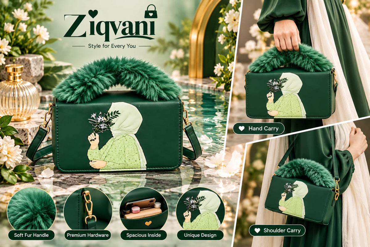Premium Women’s Shoulder Handbag – Stylish Faux Fur Top Handle Bag Ziqvani