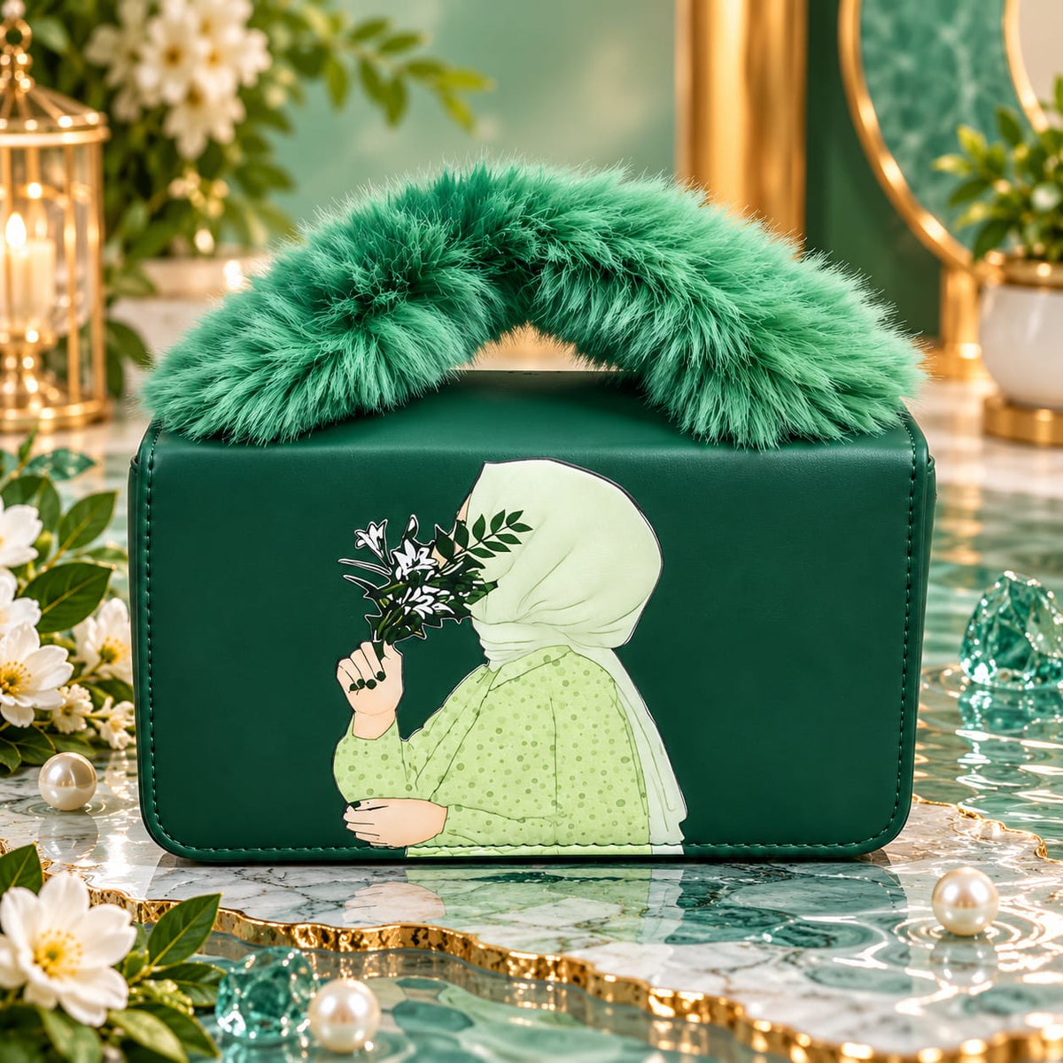 Premium Women’s Shoulder Handbag – Stylish Faux Fur Top Handle Bag Ziqvani