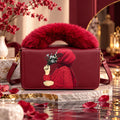 Ziqvani Luxe Fur Accent Women’s Shoulder Bag – Burgundy