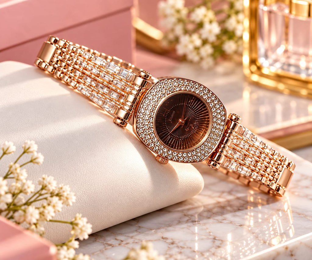 Elegant Crystal Rose Gold Women’s Watch