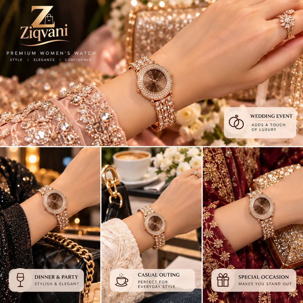 Elegant Crystal Rose Gold Women’s Watch