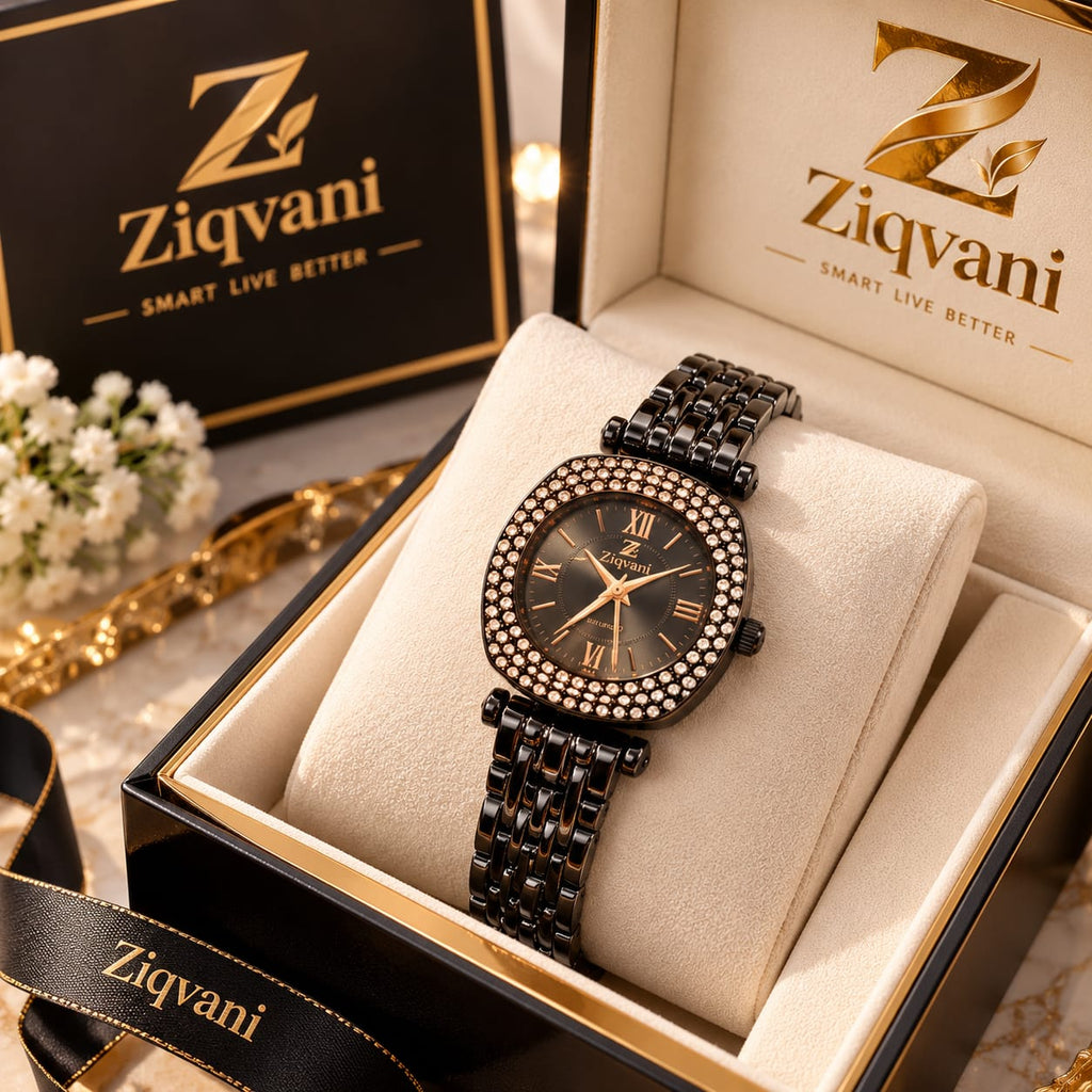 Ziqvani Black Crystal Elegance Watch