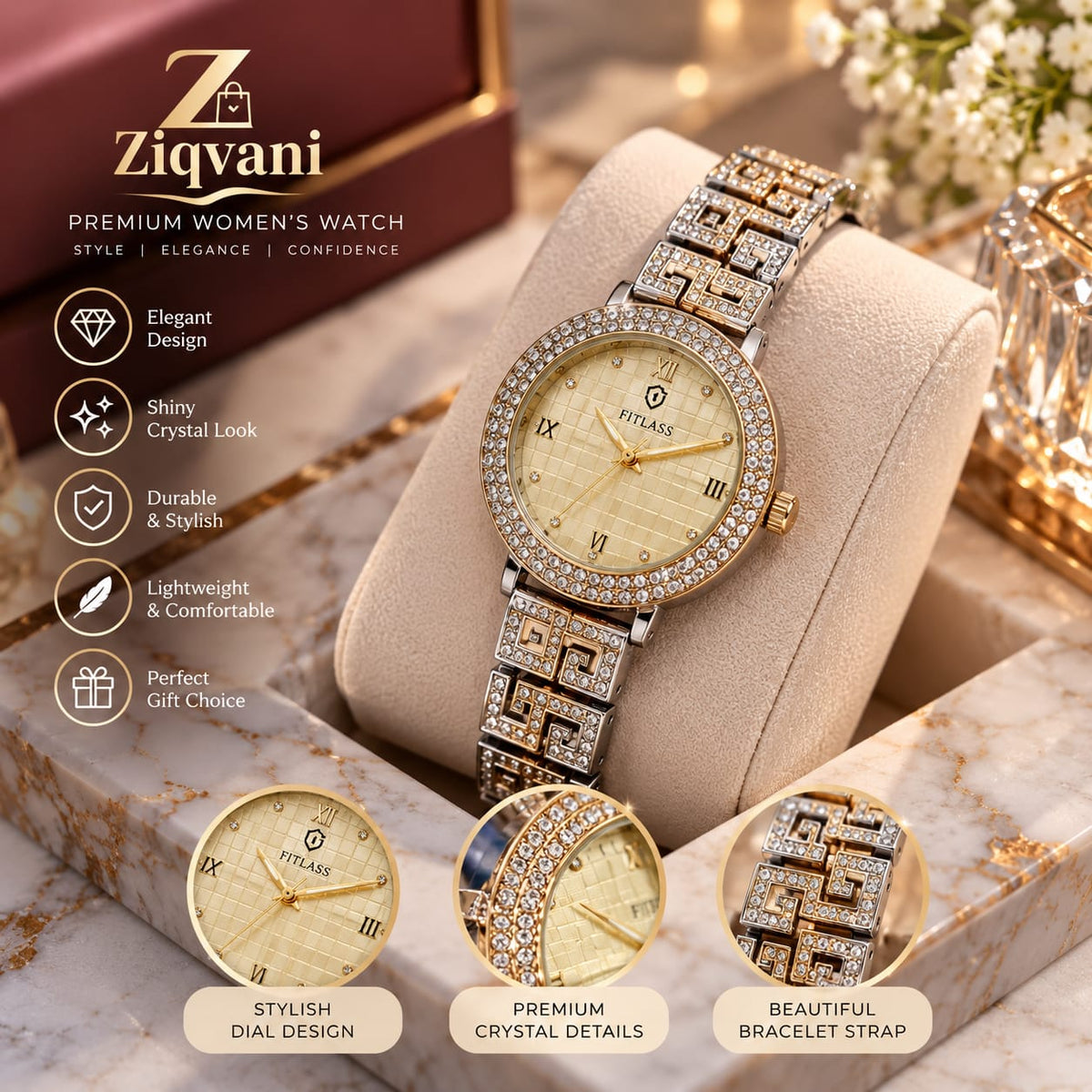.Ziqvani Crystal Elegance Women’s Watch